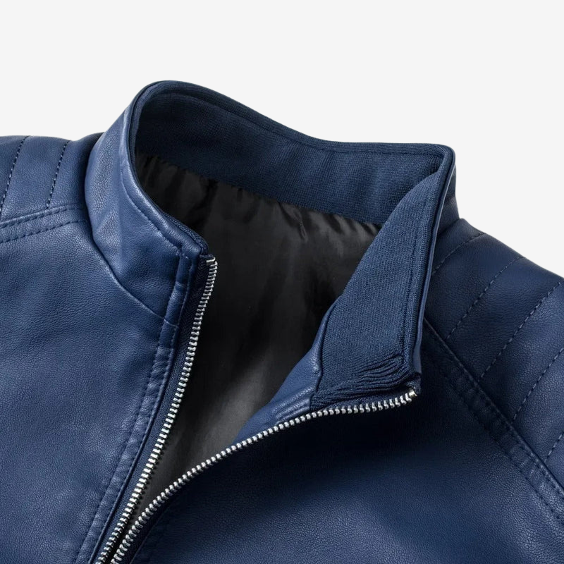 Mario™ | Chaqueta de Cuero con Cuello
