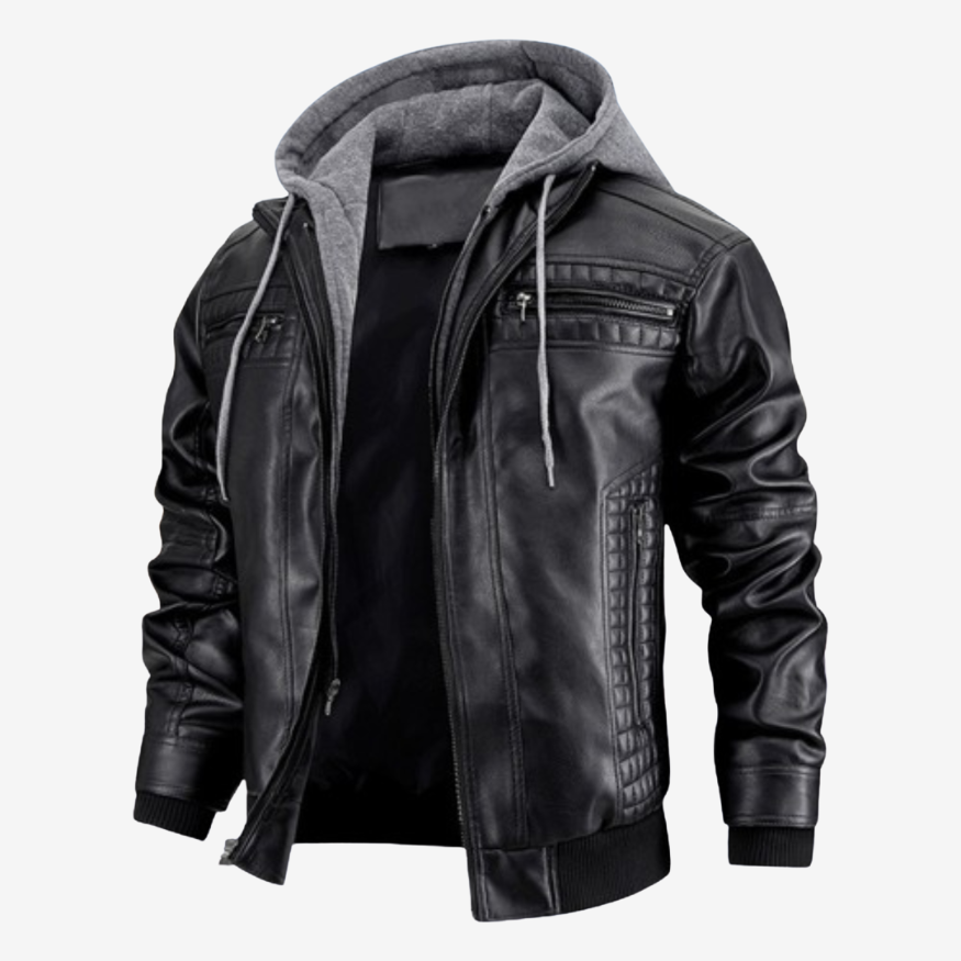 Vicente™ | Chaqueta de Cuero Moderna con Capucha
