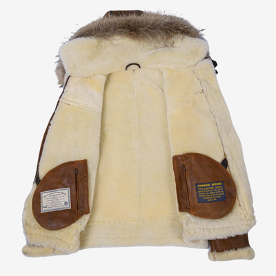 Vicente™ | Chaqueta de Cuero con Capucha de Piel