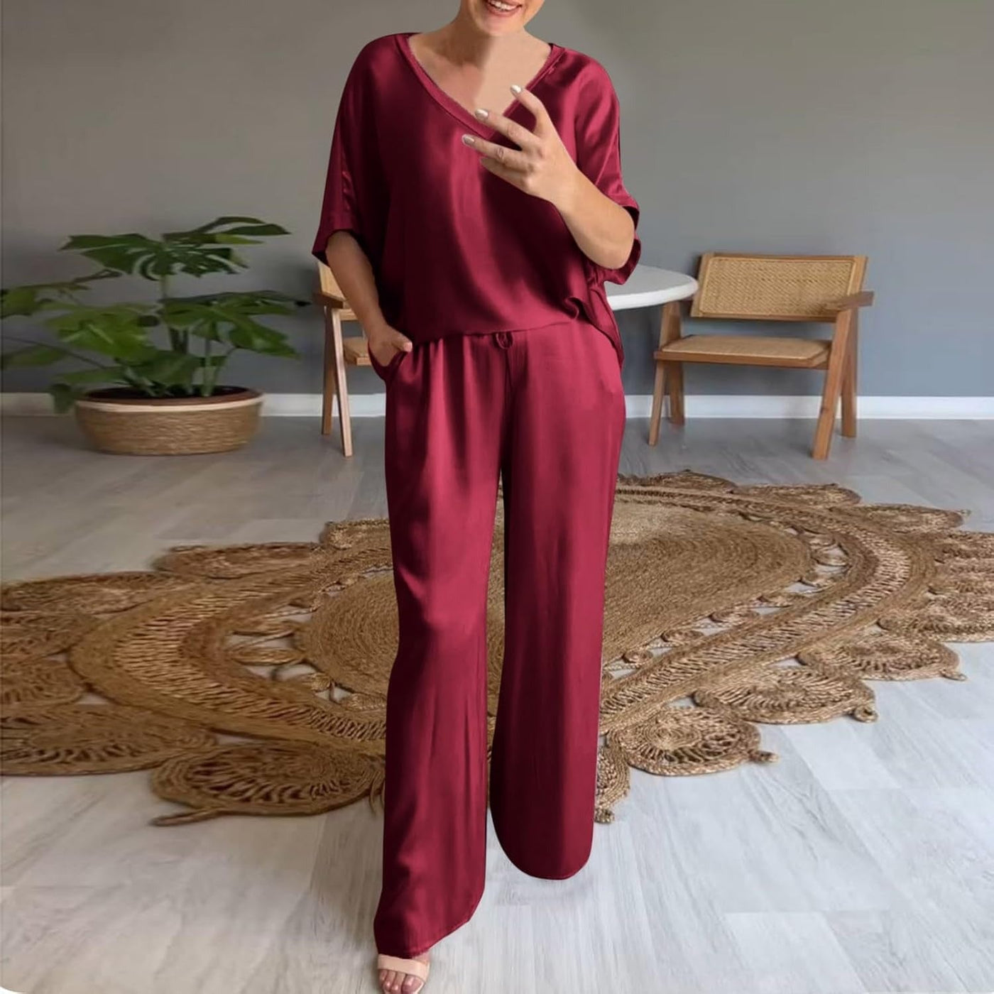 Conjunto de satén dos piezas